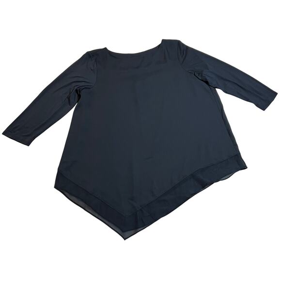 Jones New York Crewneck Tunic Top Size 14 Mixed Media Asymmetrical Hem Career - Picture 1 of 9